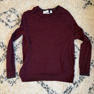 Calvin Klein Burgundy V-Neck Sweater